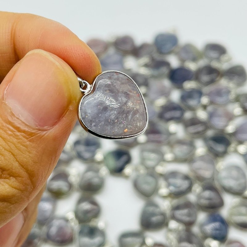 77 Pieces Cordierite Stone Heart Pendant -Wholesale Crystals