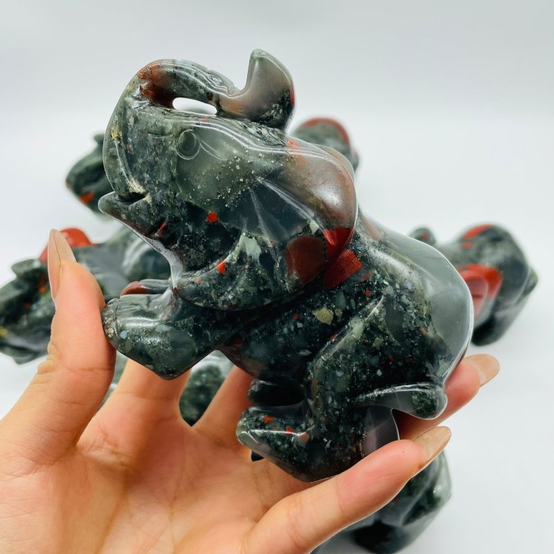 8 Pieces Africa Blood Stone Elephant Animal Carving - Wholesale Crystals