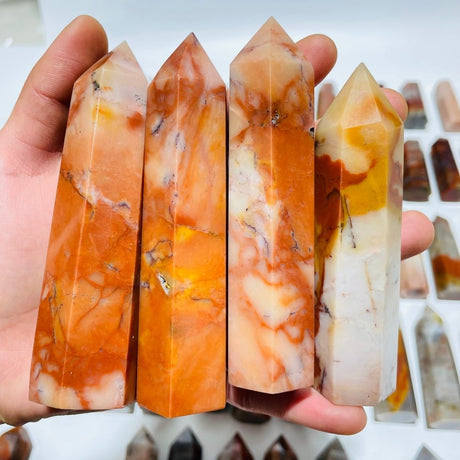 83 Pieces China Red Jasper Stone Points -Wholesale Crystals