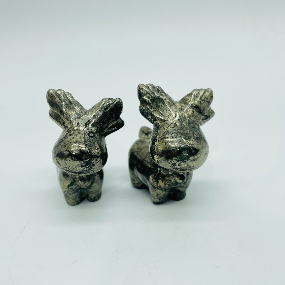 8Types Christmas Moose Carving Crystal Wholesale Lepidolite Pyrite -Wholesale Crystals
