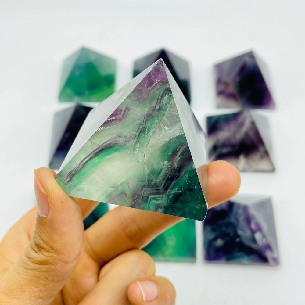 9 Pieces High Quality Rainbow Fluorite Pyramid -Wholesale Crystals