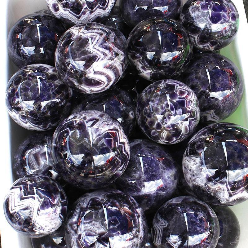 3-5in(7.5-12.7cm) amethyst chevron sphere ball -Wholesale Crystals