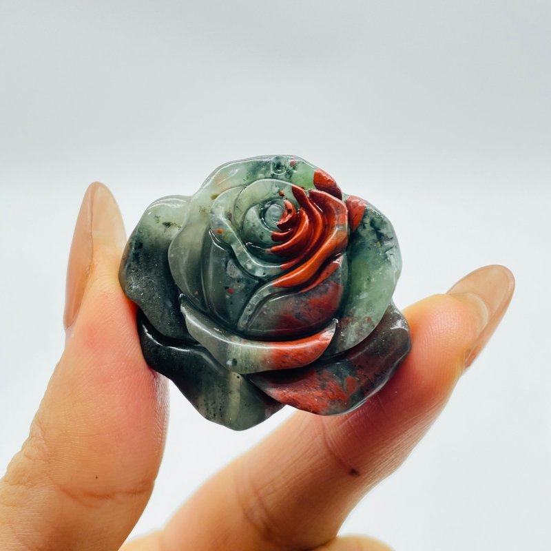 Africa Blood Stone Red Rose Flower Carving Wholesale - Wholesale Crystals