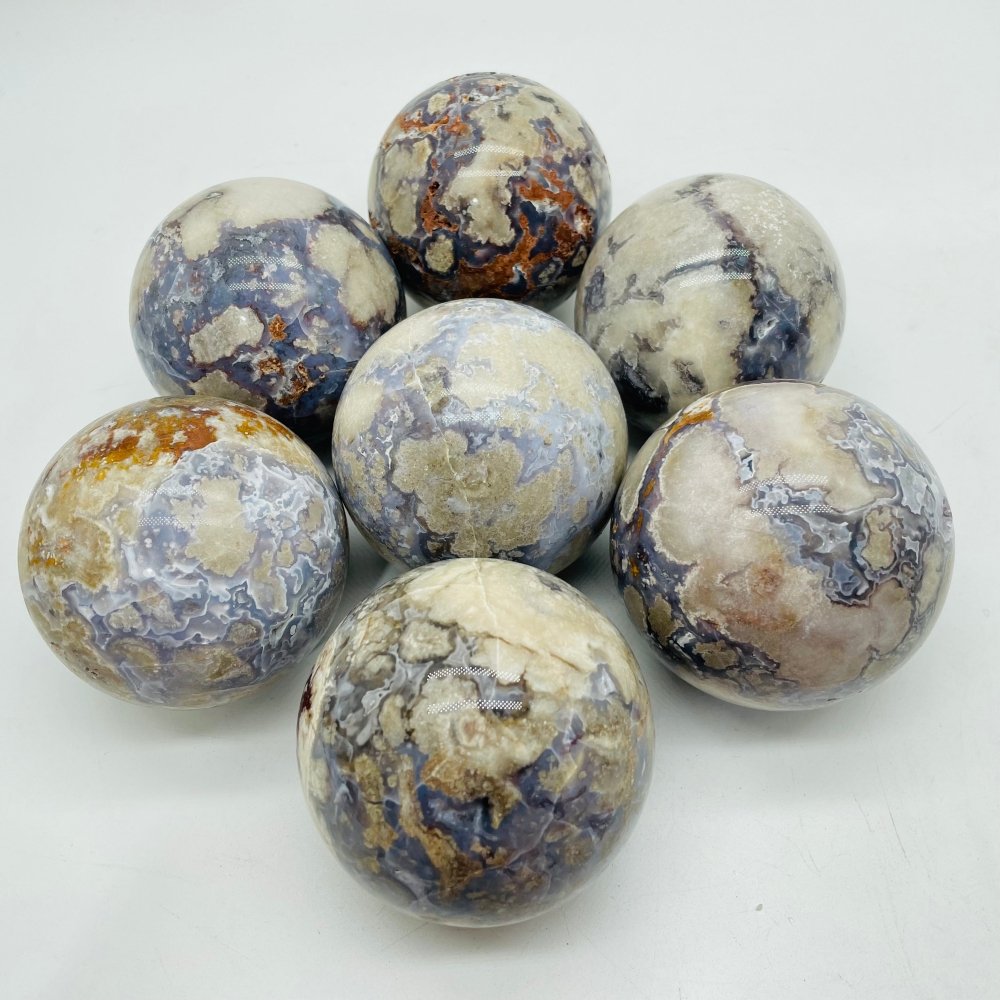 Blue Sakura Flower Agate Spheres Ball Wholesale -Wholesale Crystals