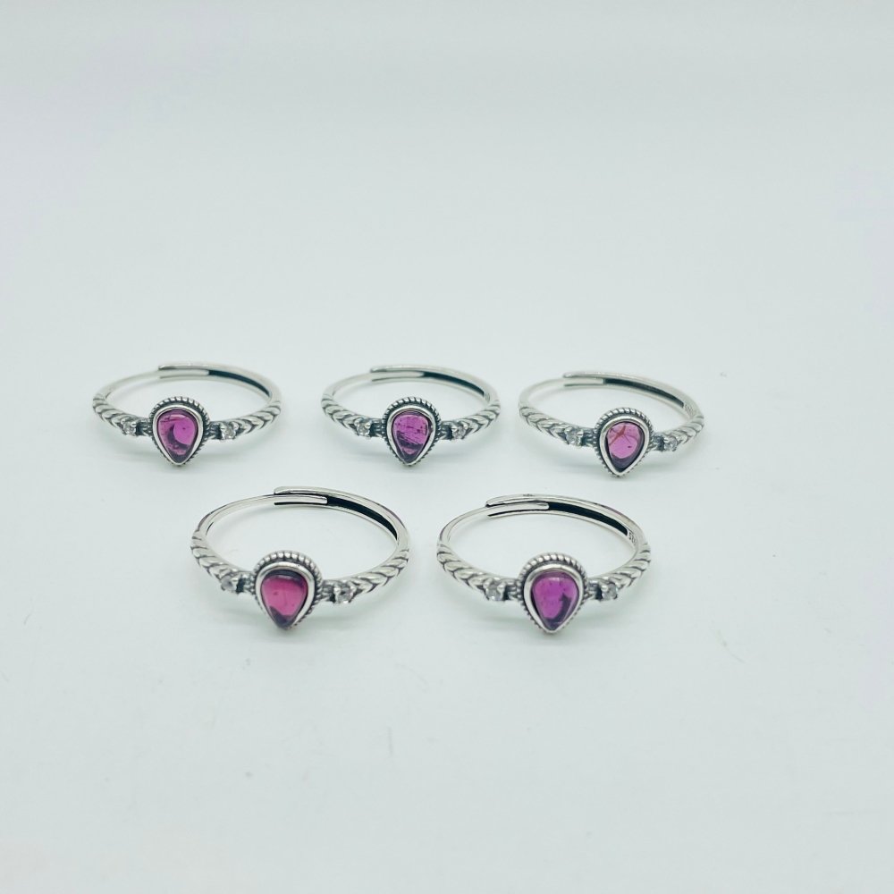 S925 Sterling Silver High Quality Purple Garnet Ring Wholesale -Wholesale Crystals