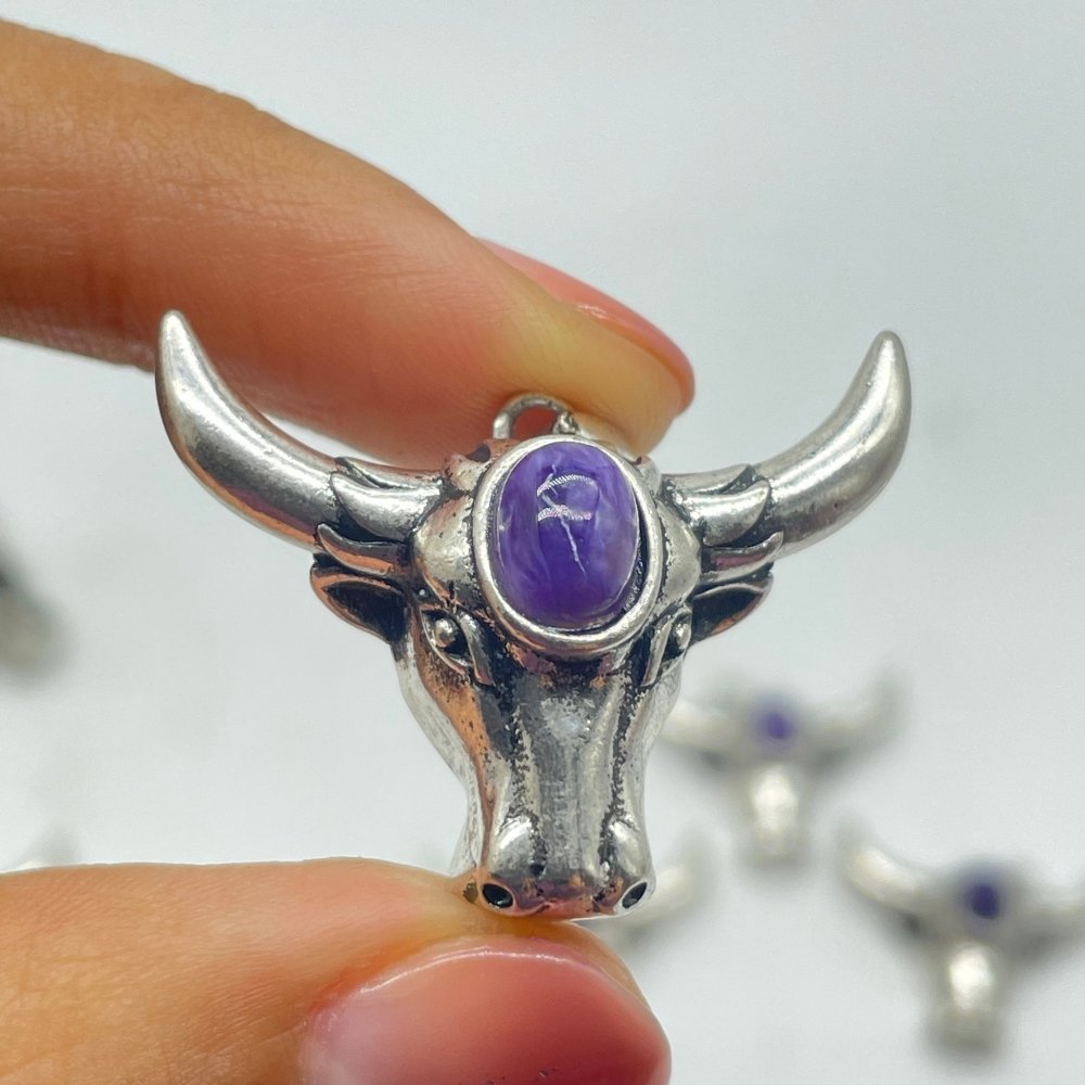 Cattle Head Pendant Wholesale Charoite Moonstone -Wholesale Crystals