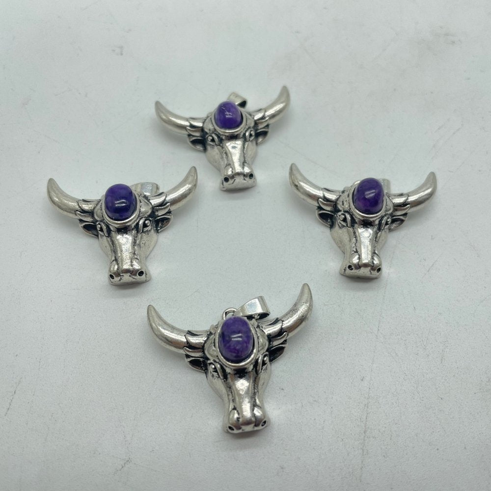 Cattle Head Pendant Wholesale Charoite Moonstone -Wholesale Crystals