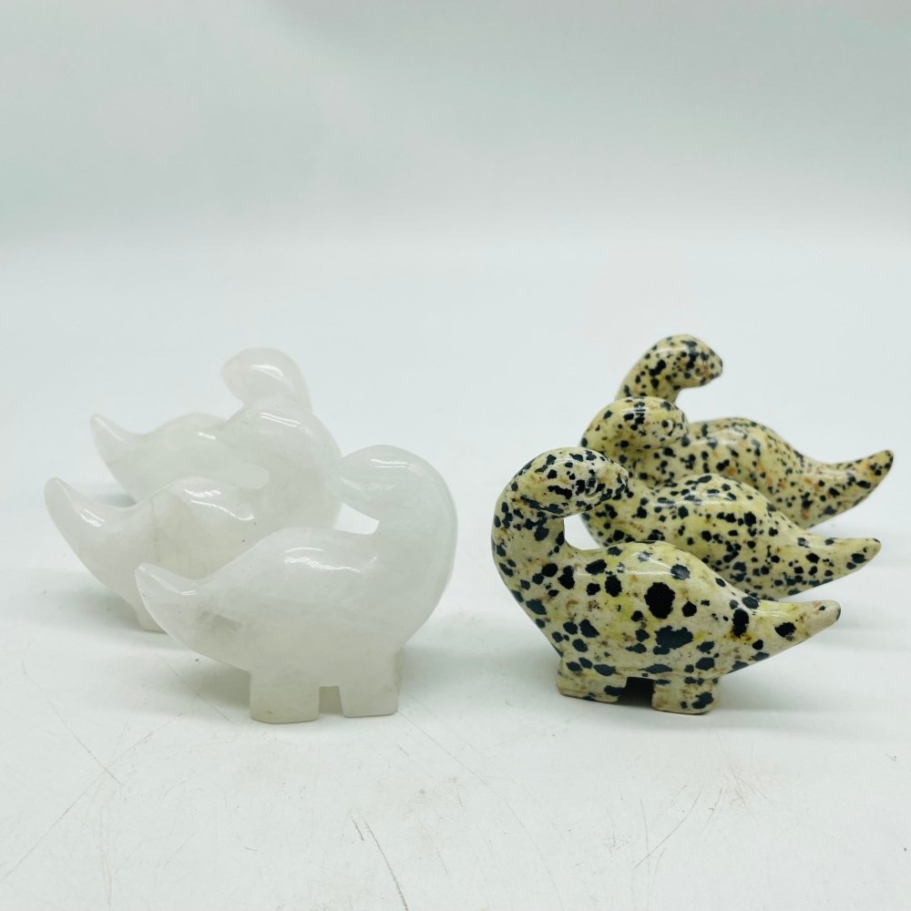 Clear Quartz & Dalmatian Jasper Dinosaur Carving Animals Wholesale -Wholesale Crystals