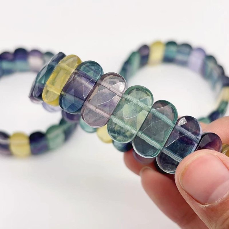 Colorful Rainbow Fluorite Elastic Bracelet Wholesale - Wholesale Crystals