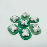 Frog On Leaf Mini Carving Wholesale Sakura Agate Red Jasper Howlite -Wholesale Crystals