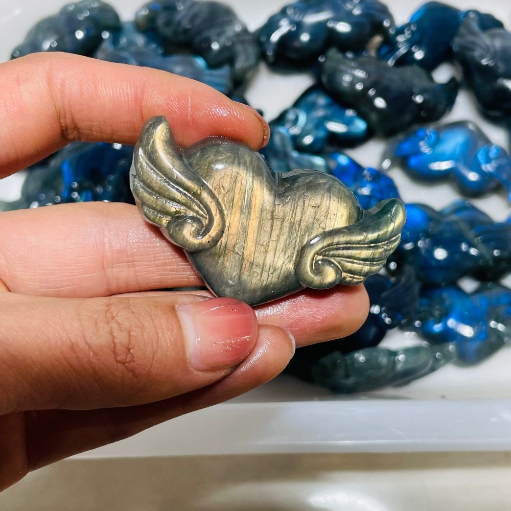High Quality Labradorite Heart Wing Carving Wholesale -Wholesale Crystals