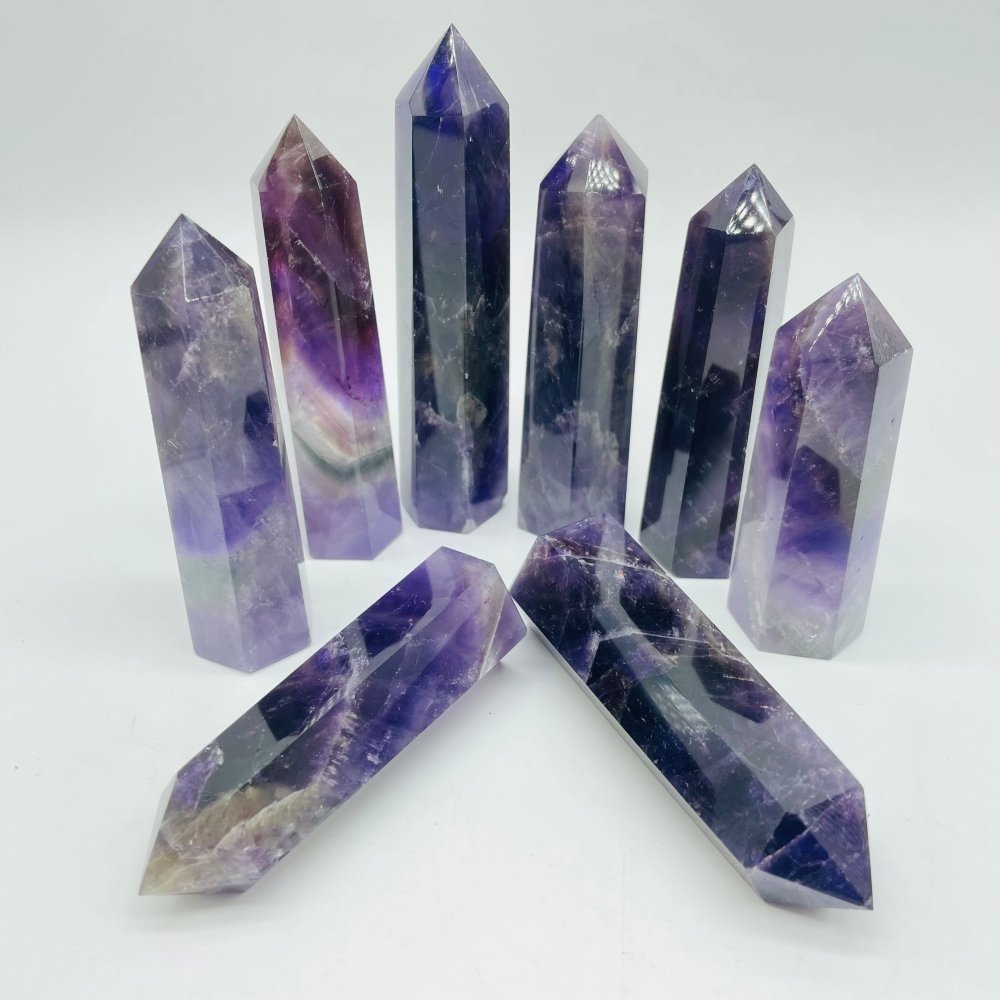 High Quality Transparent Deep Purple Chevron Amethyst Point Tower Wholesale -Wholesale Crystals
