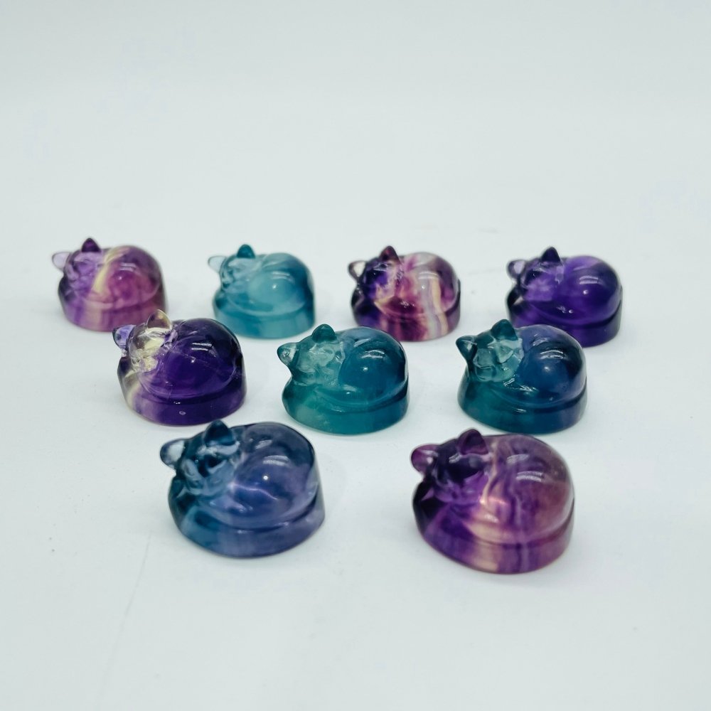 Mini Fluorite Sleeping Cat Carving Wholesale -Wholesale Crystals