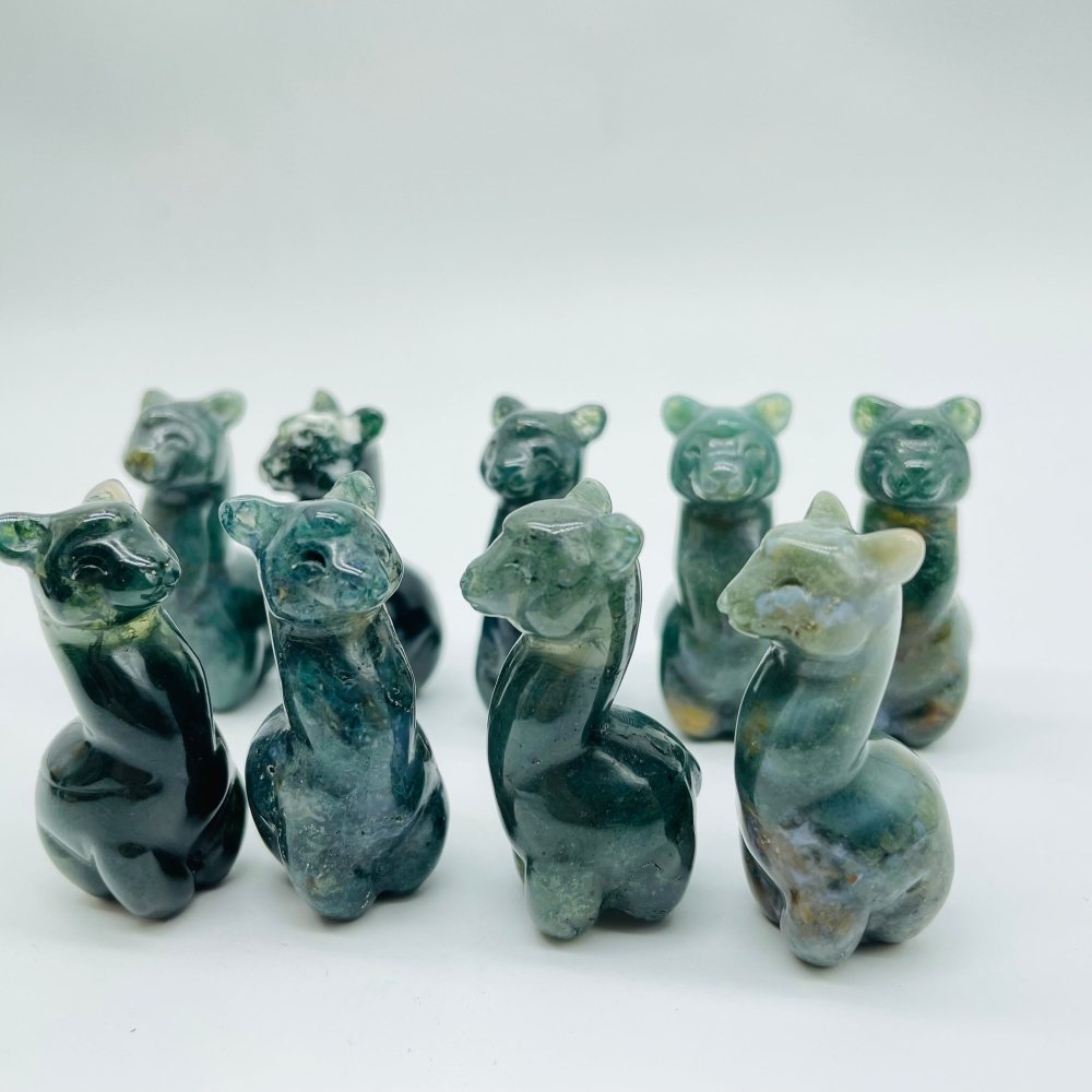 Moss Agate Alpaca Carving Animal Wholesale -Wholesale Crystals