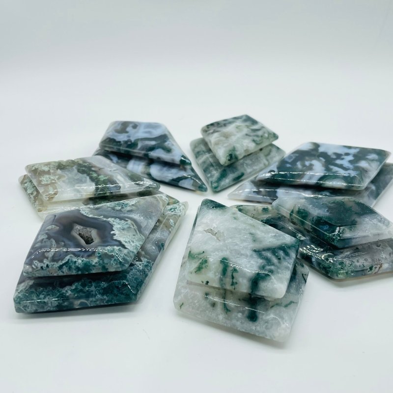 Moss Agate Double Rhombus Shaped Carving Wholesale -Wholesale Crystals