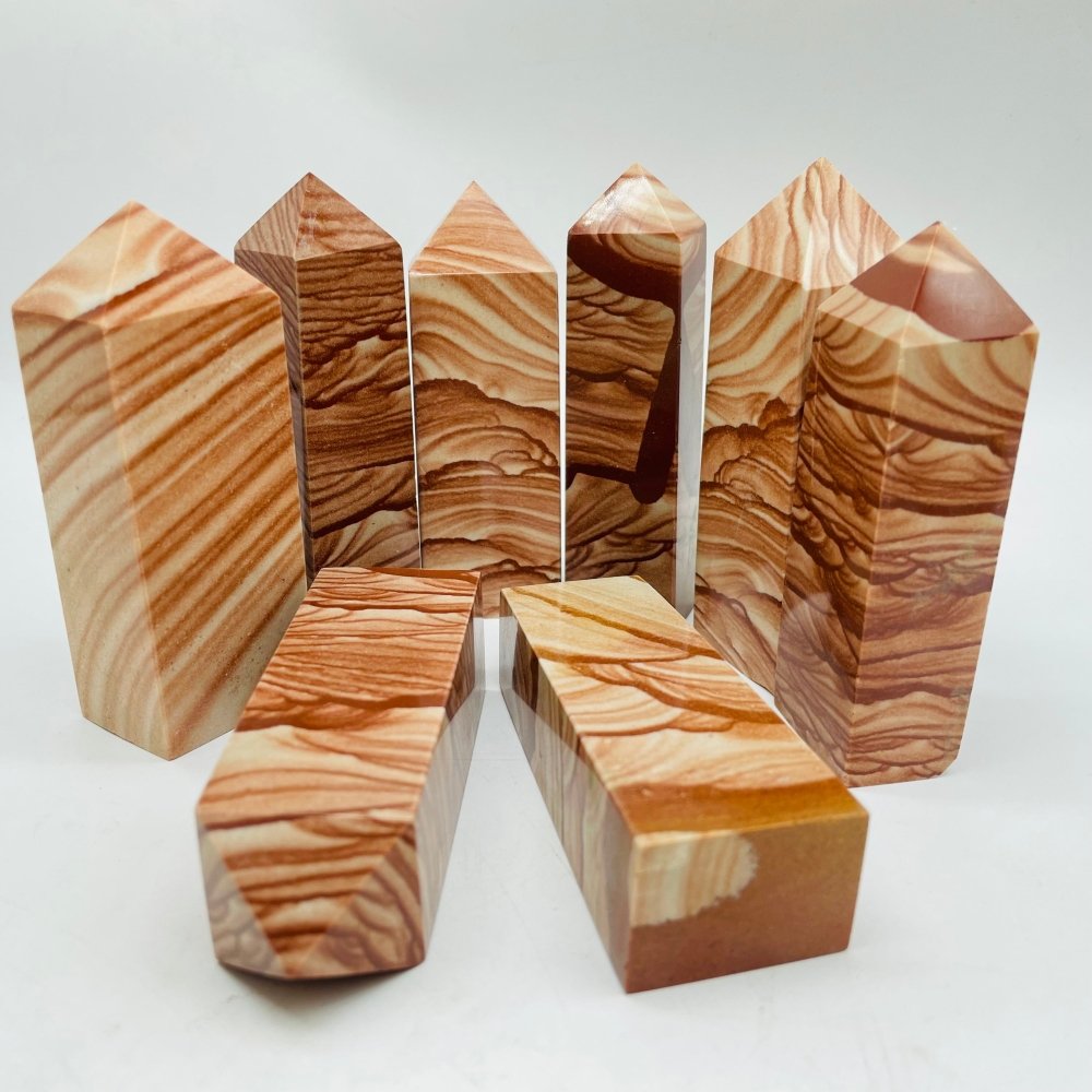 Natural Petrified Wood Four-Sided Tower Points Wholesale -Wholesale Crystals