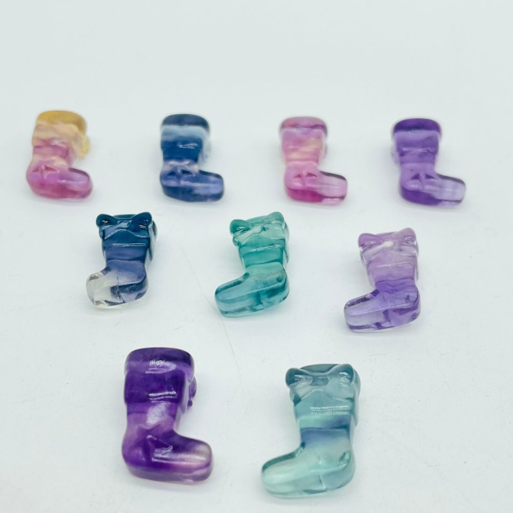 Rainbow Fluorite Sock Christmas Boots Carving Wholesale -Wholesale Crystals